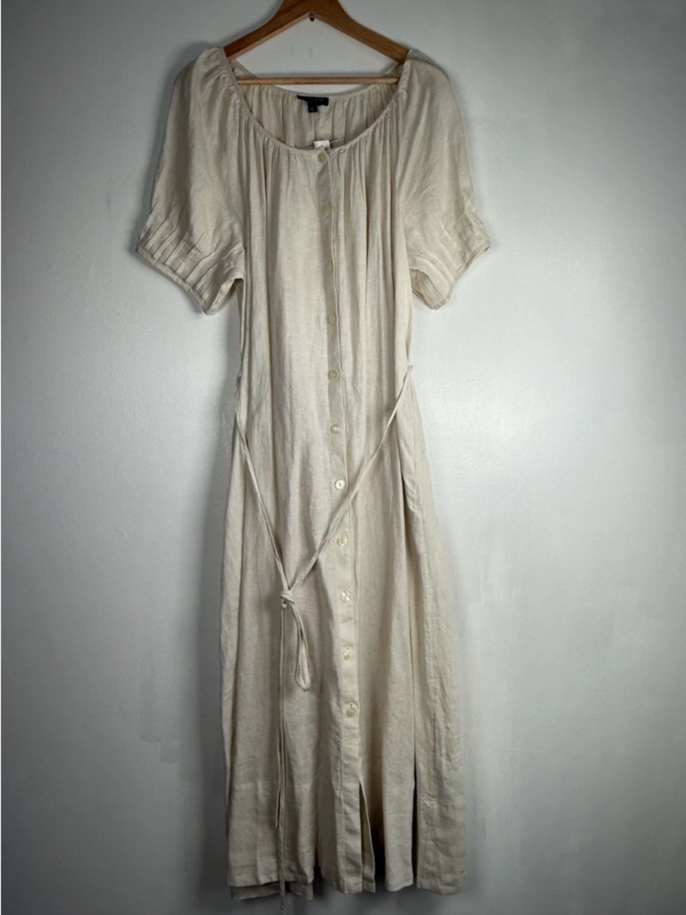 J.Crew 100% Linen Button-Up Midi Dress with Tie Waist Size XL New - Picture 3 of 10
